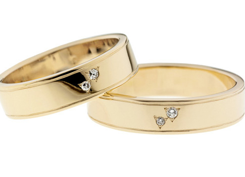 Tähdet | Keltakulta 585, timantit | Vihkisormukset