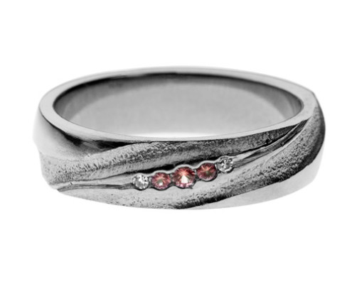 Dyyni | Valkokulta 750, timantit, safiirit | Vihkisormus