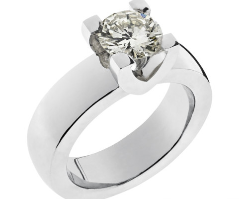 Hold | Valkokulta 750, timantti | Kihlasormus