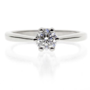 Solitaire-sormus Solitaire | Valkokulta 750, 0.50ct timantti (G, VS1, excellent) | Sormus